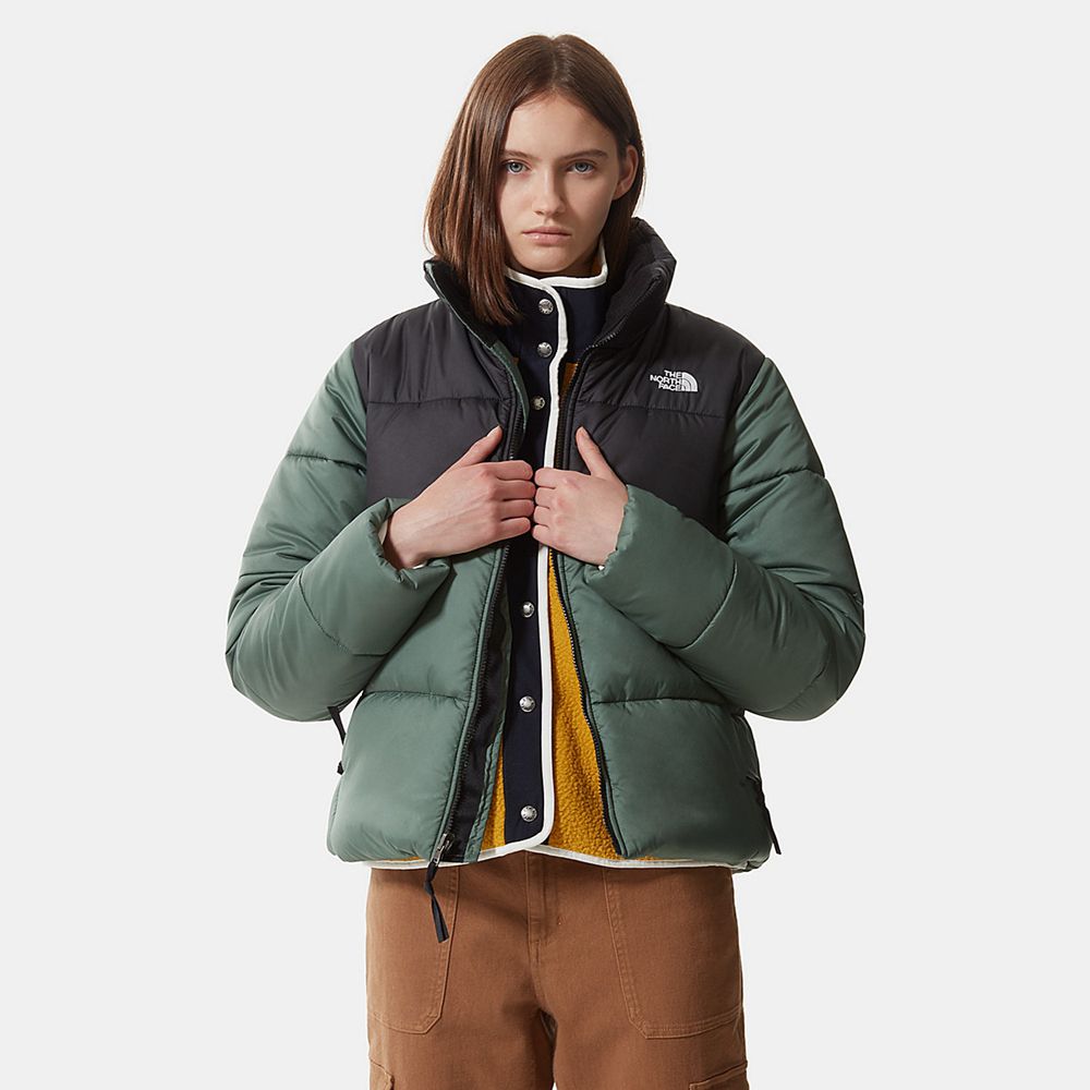 The North Face Puffer Jacket Womens Australia - The North Face Saikuru Green / Black (JYQ-273549)